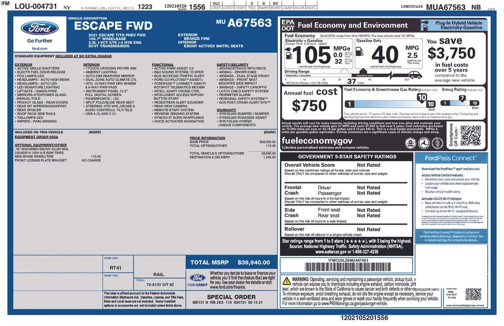 2021 Ford Escape Plug-In Hybrid Titanium