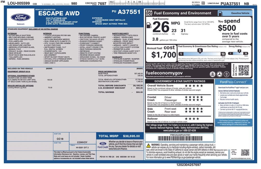 2023 Ford Escape Platinum