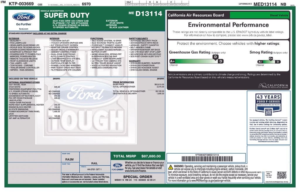 2021 Ford F-450SD Platinum DRW