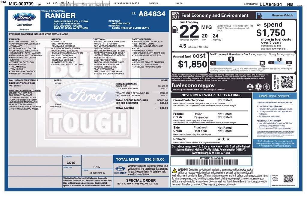 2020 Ford Ranger XLT