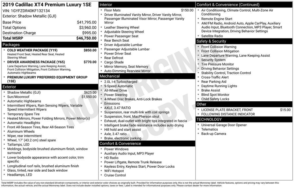 2019 Cadillac XT4 Premium Luxury