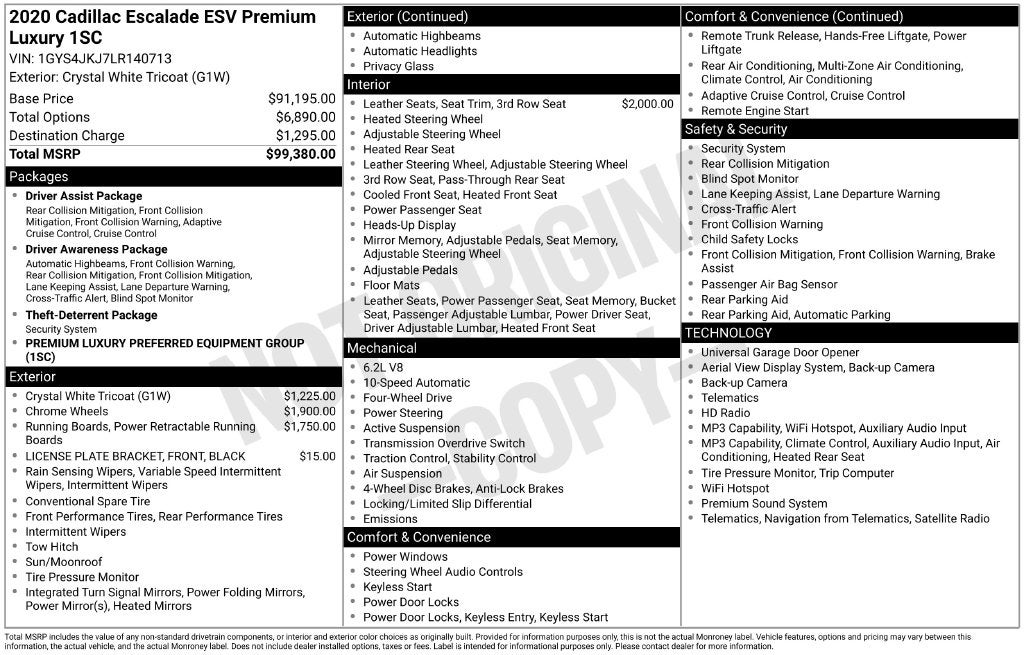 2020 Cadillac Escalade ESV Premium