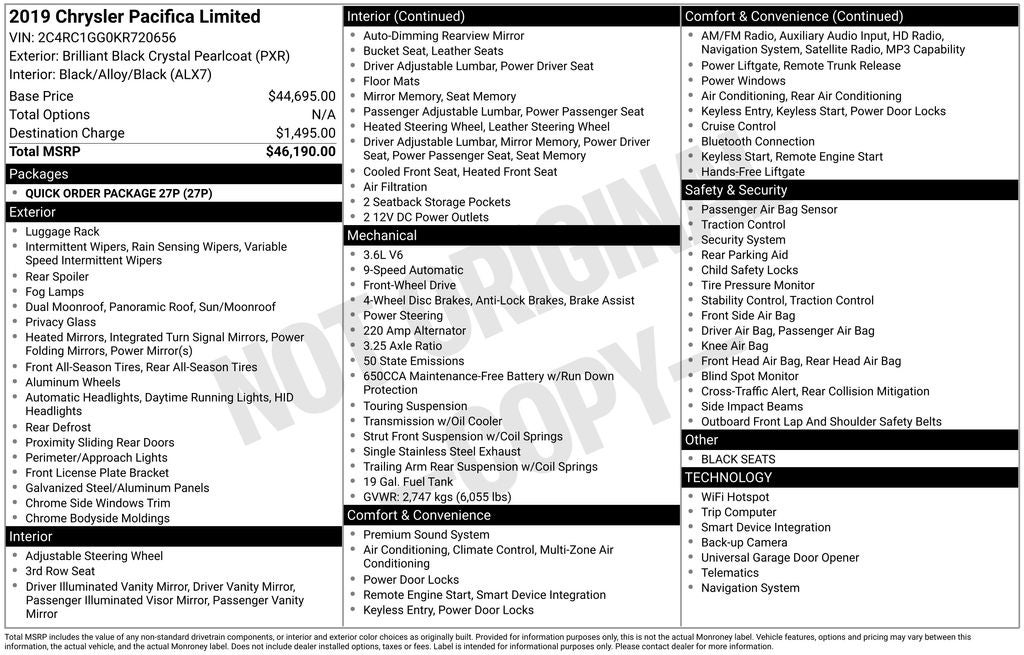 2019 Chrysler Pacifica Limited